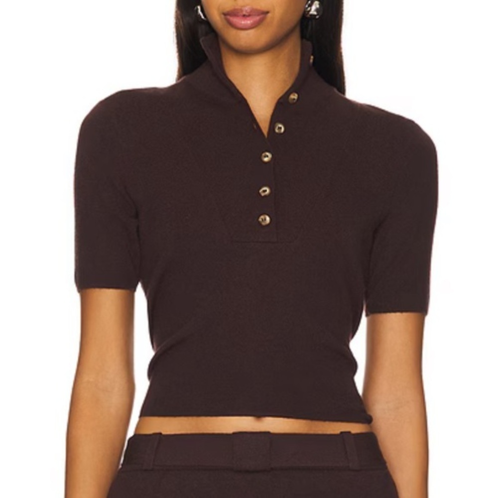 Siedres Nidas Button Detail SS Knit Top NWT